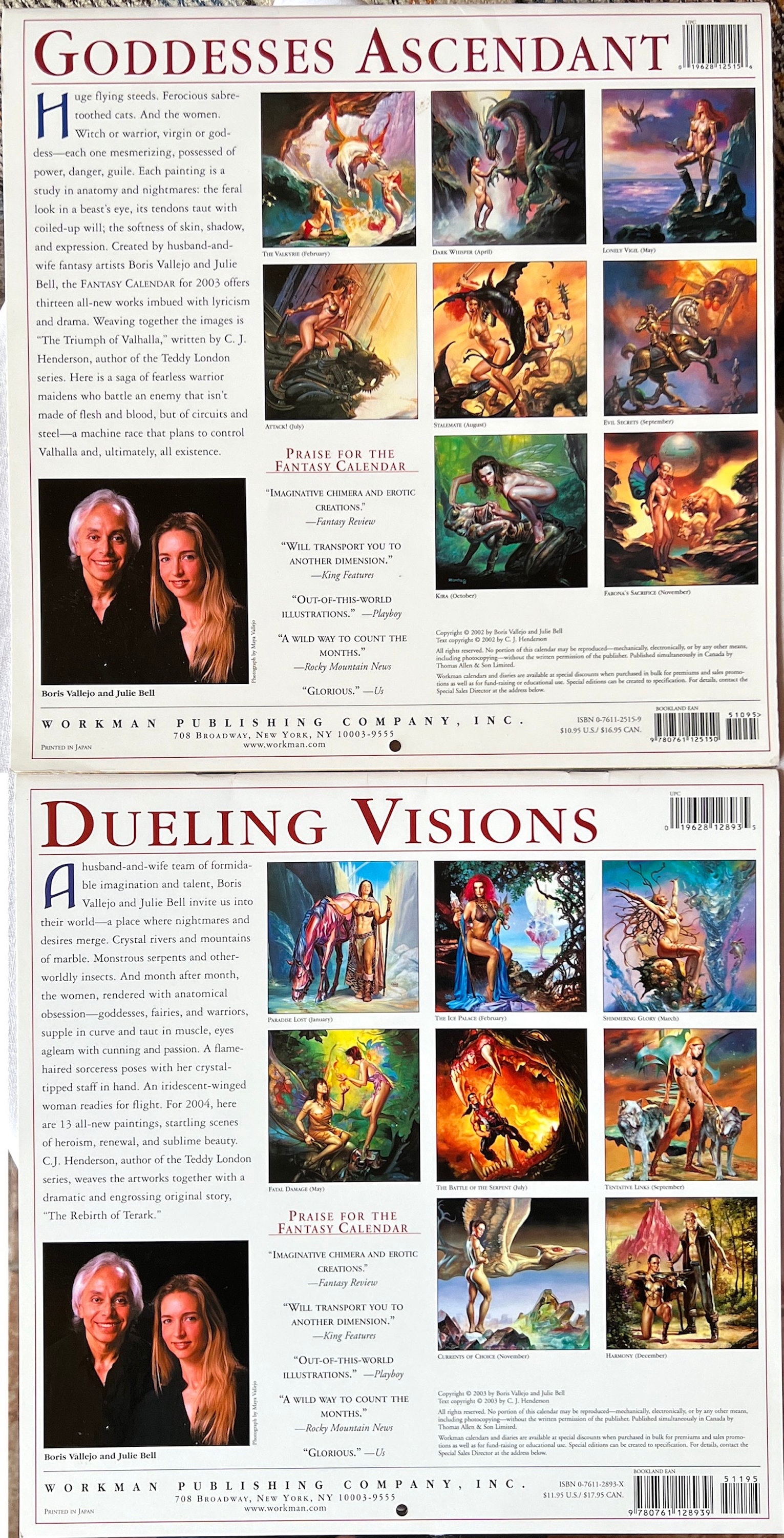4 Boris Vallejo & Julie Bell Mythology Fantasy Calendars 1994 Etsy