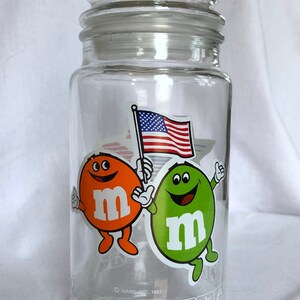 M&M's Glass Canister w/Lid 1984 Olympic Commemorative XXIIIrd Olympiad Los Angeles