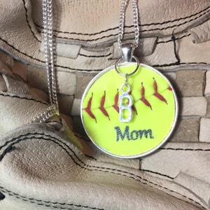 Softball Mom Jewelry, Softball Mom Necklace, Softball Team Gifts, Personalized Softball Jewelry, Personalized Mom Softball Necklace image 2