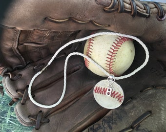 Baseball Necklace, Baseball Jewelry, Kids Baseball Necklace, Leather Baseball Necklace, Baseball Team Gifts, Personalized Baseball Necklace