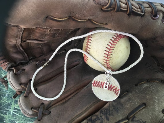 Baseball Necklace, Baseball Jewelry, Kids Baseball Necklace, Leather Baseball Necklace, Baseball Team Gifts, Personalized Baseball Necklace