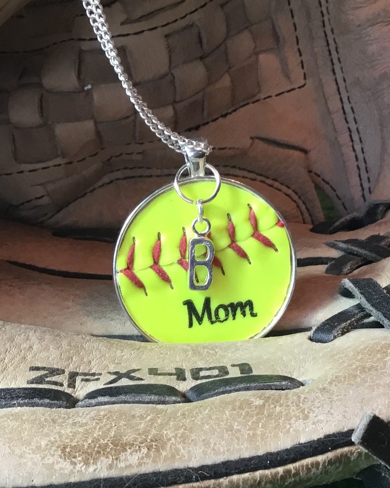 Softball Mom Jewelry, Softball Mom Necklace, Softball Team Gifts, Personalized Softball Jewelry, Personalized Mom Softball Necklace image 1