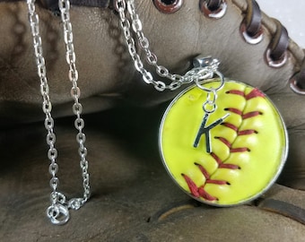 Collier de softball, bijoux de softball, collier de softball personnalisé, bijoux de softball personnalisés, cadeaux d'équipe de softball, bijoux de softball