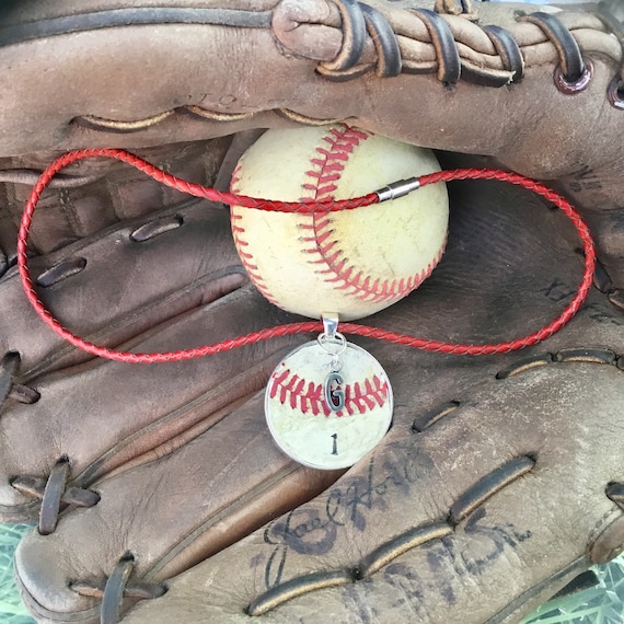 Baseball Necklace, Baseball Jewelry, Kids Baseball Necklace, Real Baseball Necklace, Leather Cord Baseball Necklace, Baseball Team Gifts