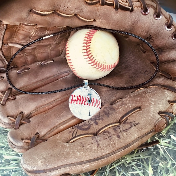 Baseball Necklace, Baseball Jewelry, Kids Baseball Necklace, Leather Baseball Necklace, Baseball Team Gifts,Personalize Baseball Necklace