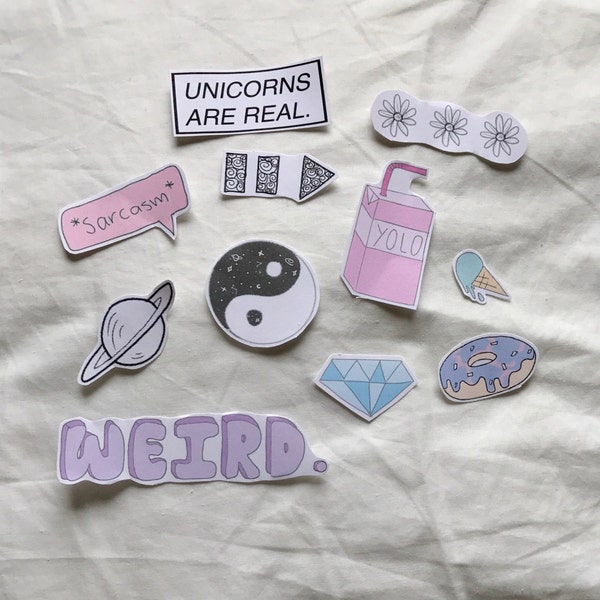Tumblr Paper Sticker Pack, cute, aesthetic, internet stickers