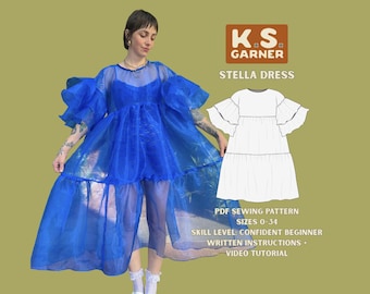 Patrón de costura del vestido Stella: Vestido extragrande con tallas incluidas (patrón en PDF)