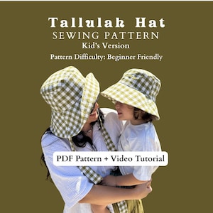 Kid&#39;s Sun Hat Sewing Pattern | Wide Brim Sun Hat with adjustable ties | Reversible sun hat | PDF download | Fully lined | Beginner friendly