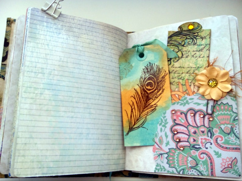 Writers Journal Diary Peacock Junk Journal Junk Journal Handmade Junk Journal