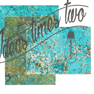 Digital Marbled Papers--Turquoise Group