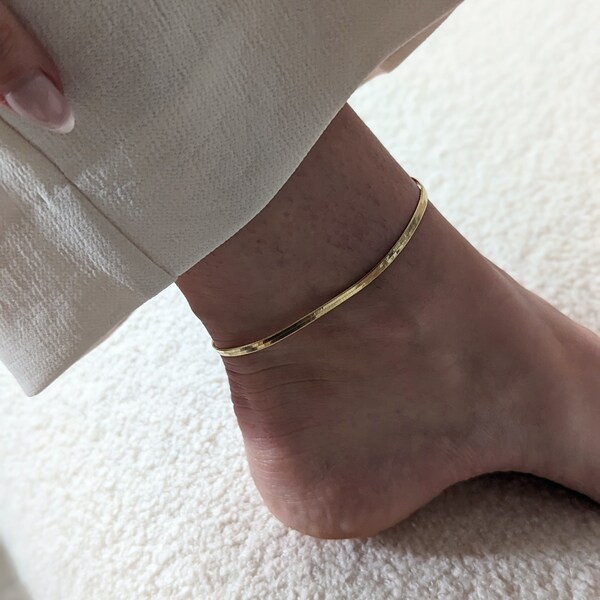 Herringbone Anklet; Gold Filled Herringbone Anklet; Snake Chain Anklet; Dainty Gold Anklet; Gold Herringbone Chain Anklet; Gift for Her