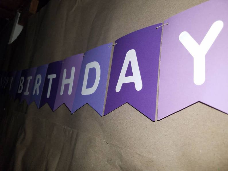teen birthday decor Birthday Banner Custom birthday banner Girl birthday banner shades of purple Happy Birthday Banner Personalized