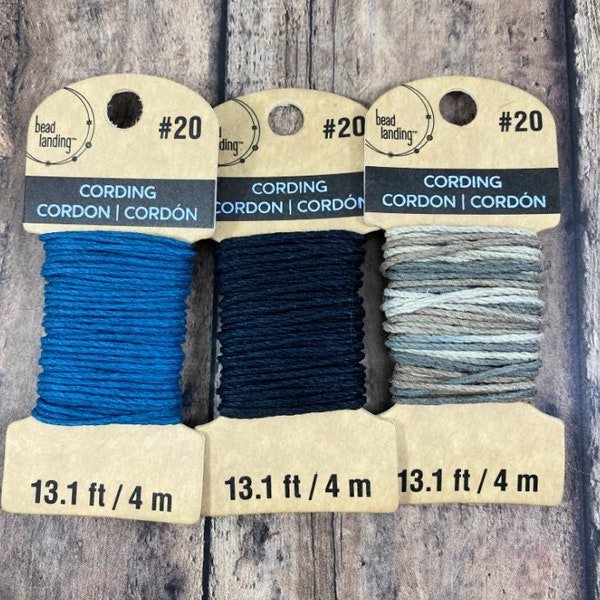 1mm Hemp Cording from Bead Landing, Blue, Black, Natural Mix, 13ft. Hemp Cording for Beading and Jewelry Making