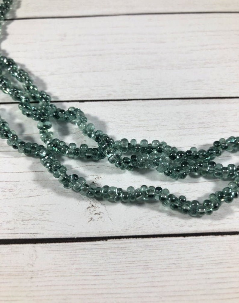 strand Transparent Teal Farfelles Beads Czech Seed Beads Qty 20 in 4x2mm Peanut Seed Beads