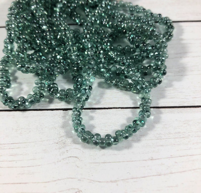 strand Transparent Teal Farfelles Beads Czech Seed Beads Qty 20 in 4x2mm Peanut Seed Beads