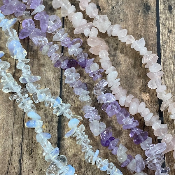 Natural Gemstone Chip Beads, Crystal Nuggets, Irregular Shaped, Freeform Chip Nuggets, 16 or 32in strand - Choice of color and length