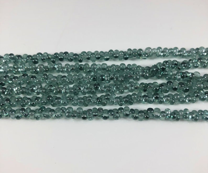 strand Transparent Teal Farfelles Beads Czech Seed Beads Qty 20 in 4x2mm Peanut Seed Beads