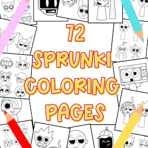 72 Sprunki Coloring Pages, Incredibox Sprunki, Sprunki Printable Pages, Cute Characters, Cute & Fun Character Sheets, Digital Downloads