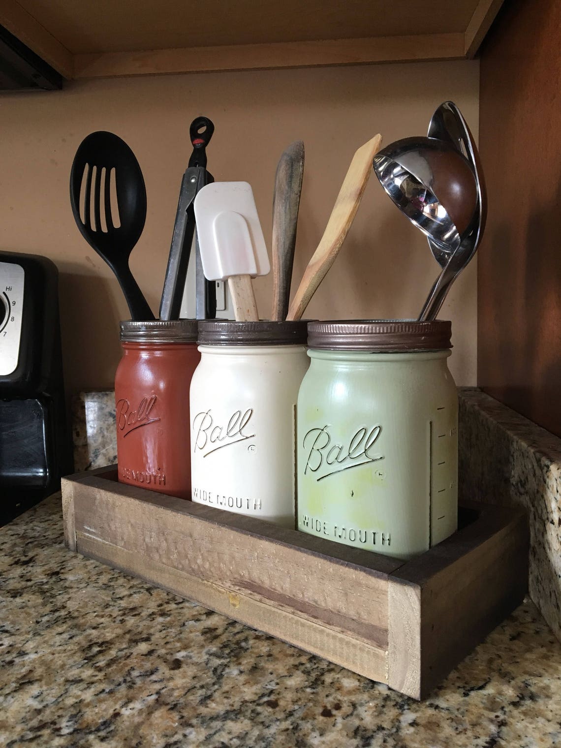 Mason Jar Utensil Holder Kitchen Utensil Storage Utensil Etsy