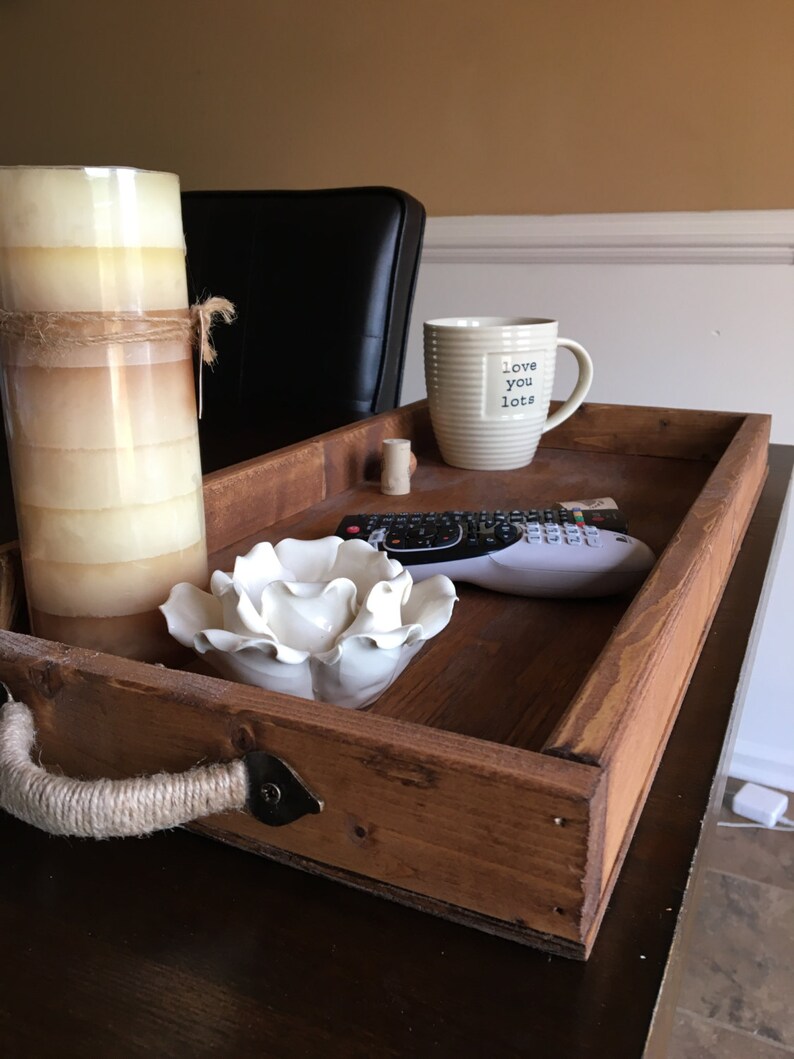 Ottoman TV Tray remote holder drink station living room Etsy