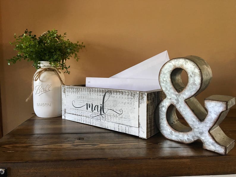 Mailbox Planter Box Mason Jar Centerpiece Mail Organizer Etsy