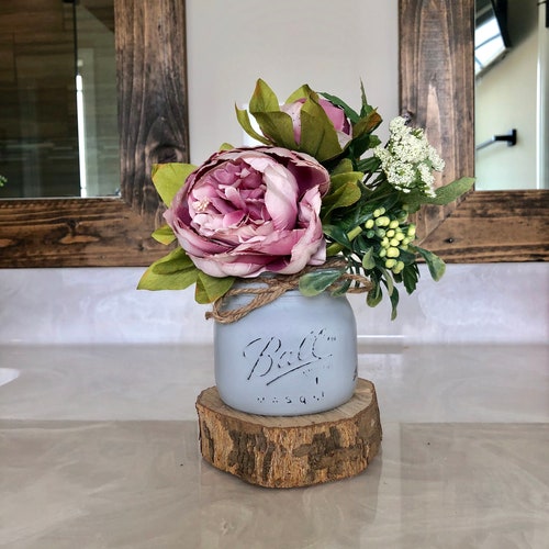 Mason Jar Centerpiece Desk Jar Office Decor Shabby Chic Etsy Canada