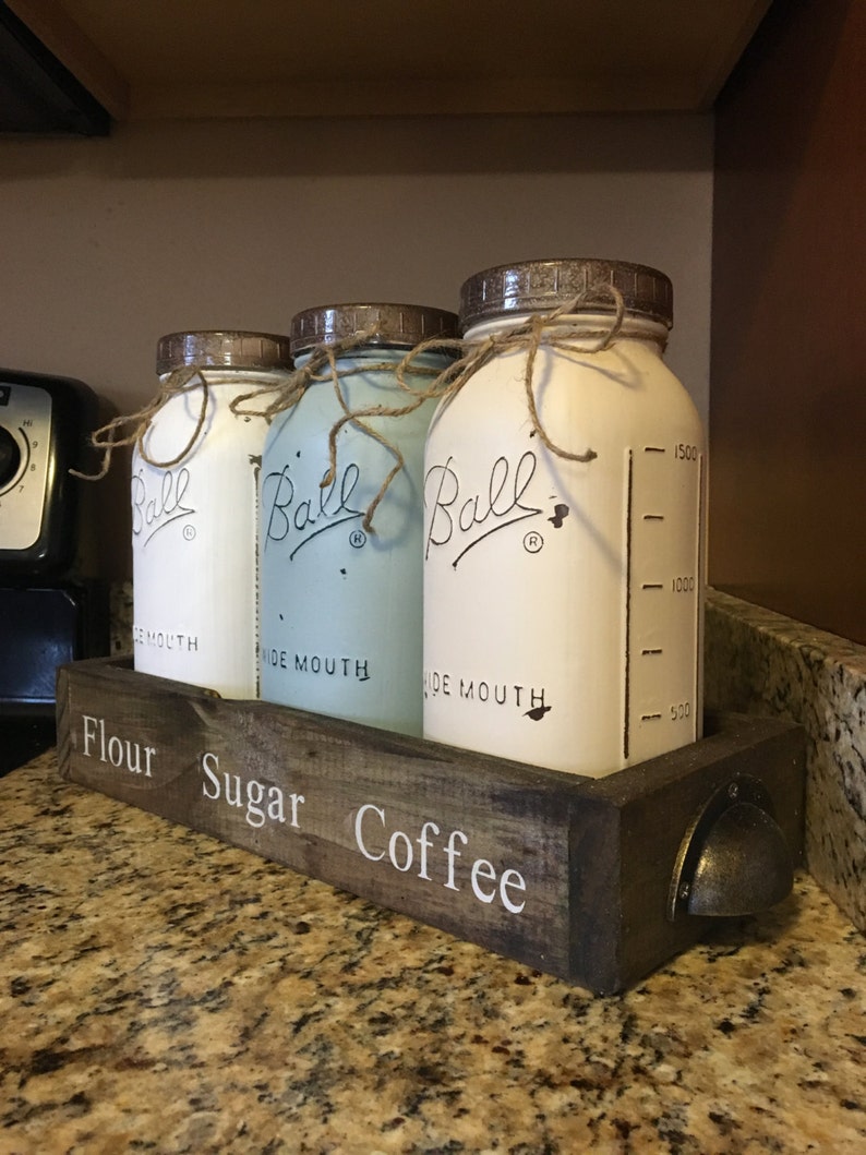 Mason jar canister set mason jar kitchen storage mason jar Etsy