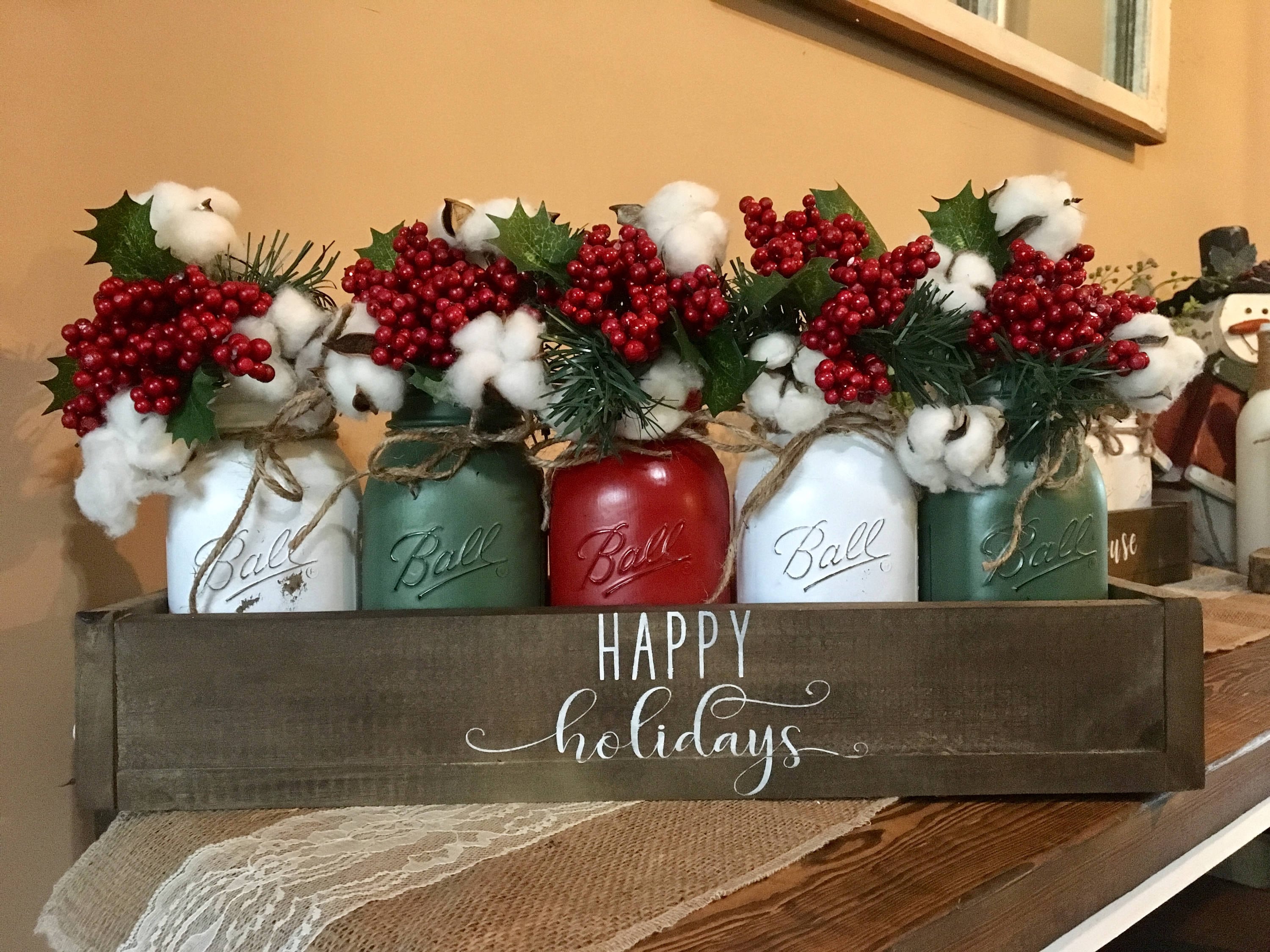 mason jar christmas centerpiece rustic mason jar christmas ...
