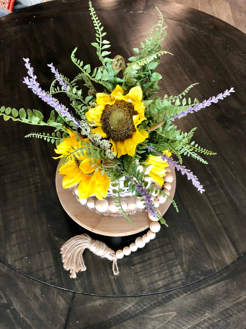 Sunflower Decor Sunflower Wreath Spring Centerpiece Spring Etsy