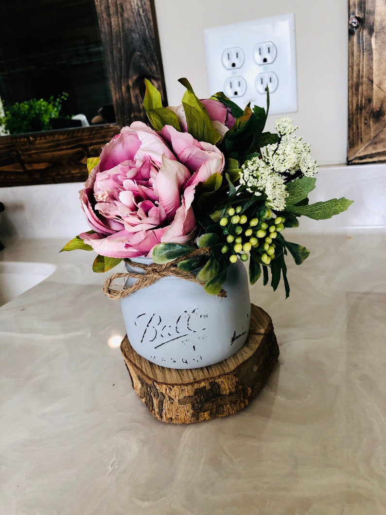 Mason Jar Centerpiece Desk Jar Office Decor Shabby Chic Etsy