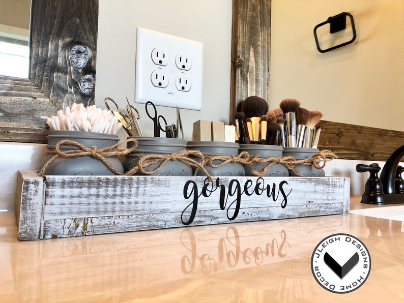 Makeup Storage Mason Jar Storage Makeup Container Bathroom Etsy