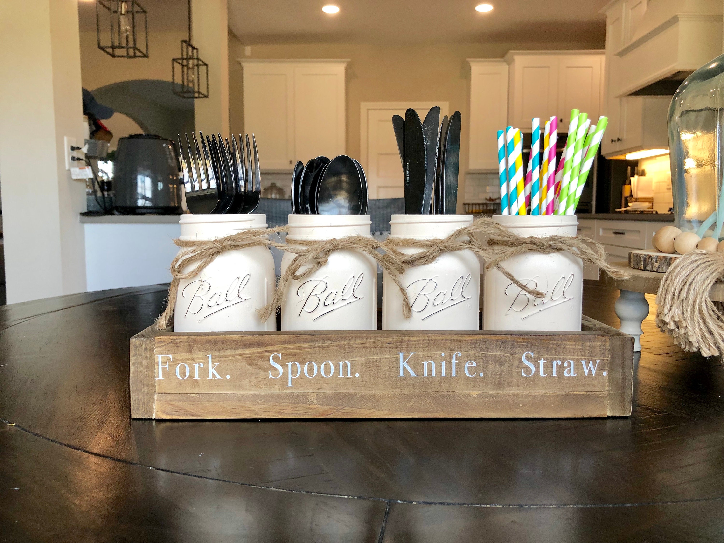 Utensil Mason Jar Holder Utensil Storage Party Supplies Etsy New Zealand