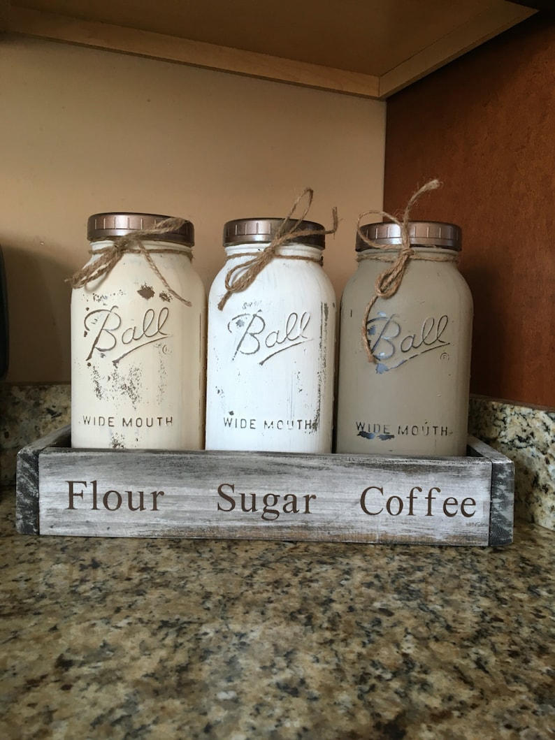 Mason Jar Canister Set Half Gallon Jars Kitchen Canister Etsy