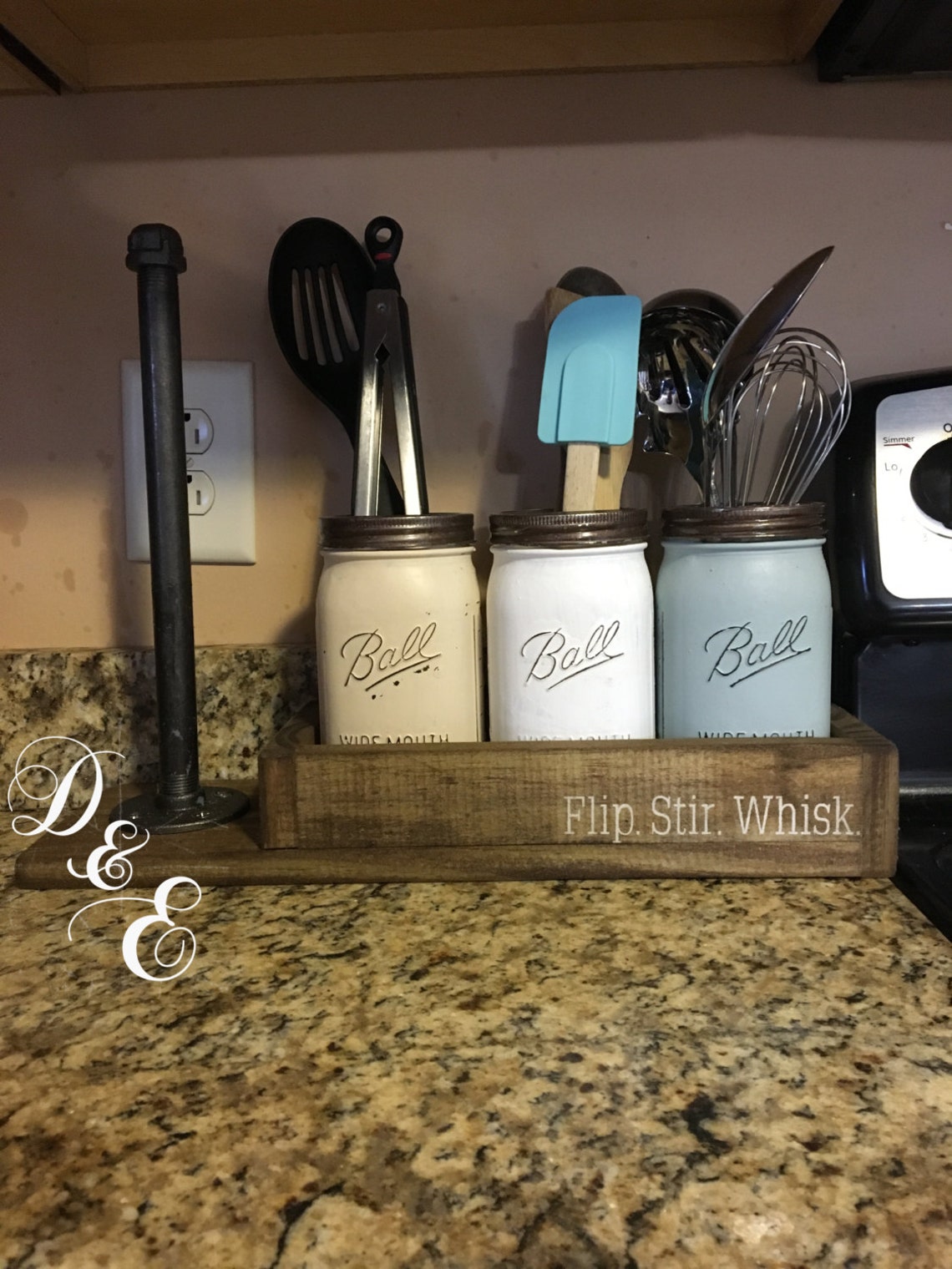 Mason jar utensil hold paper towel holder kitchen set Etsy