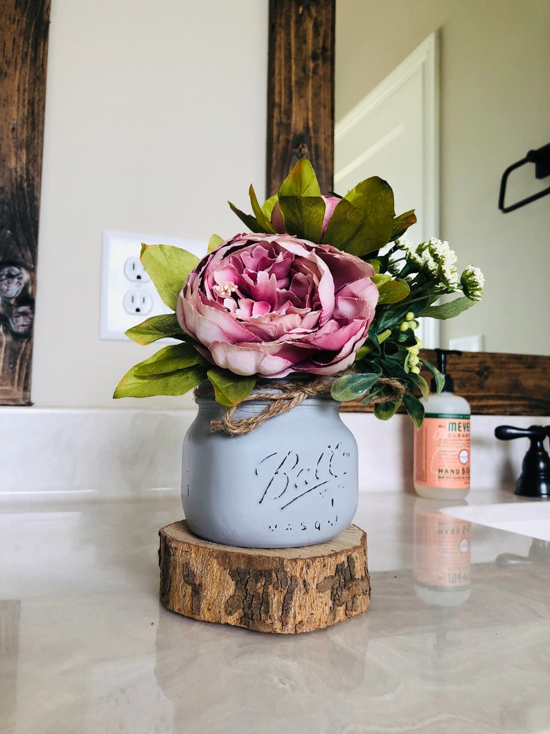 Mason Jar Centerpiece Desk Jar Office Decor Shabby Chic Etsy