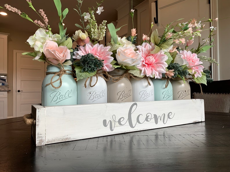 Mason Jar Centerpiece Spring Decor Farmhouse Centerpiece Etsy