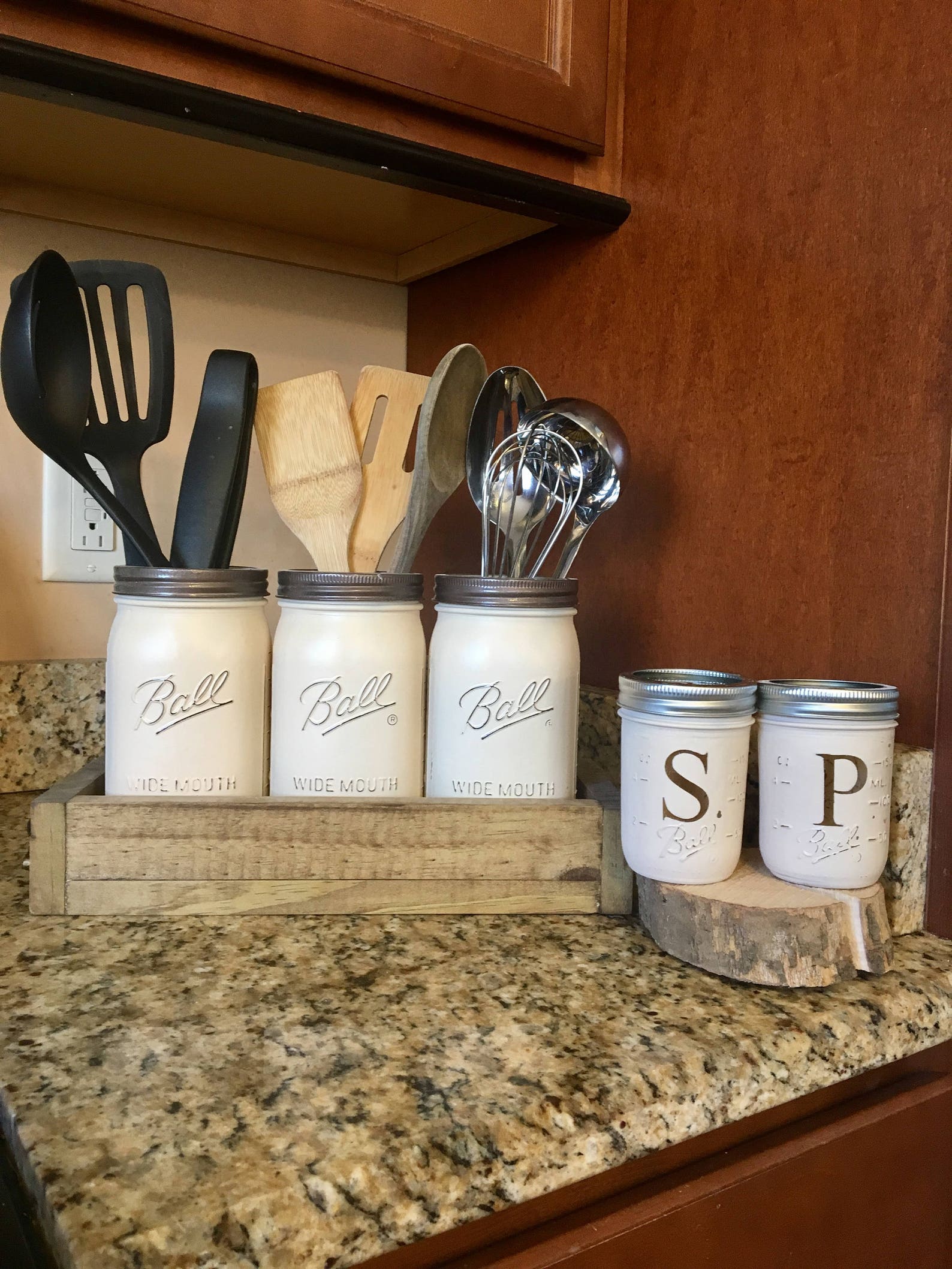 Mason jar utensil holder canister set mason jar soap Etsy