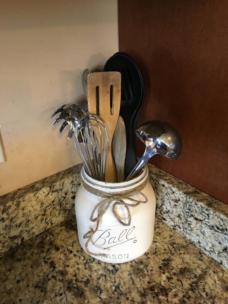 Half Gallon Utensil Holder Mason Jar Utensil Holder Mason Etsy