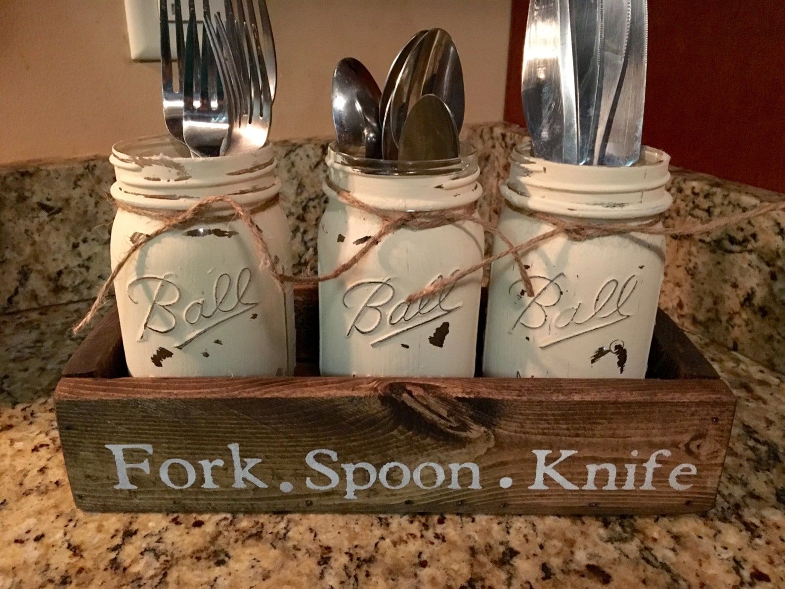 Utensil Mason Jar Holder Utensil Storage Party Supplies Etsy