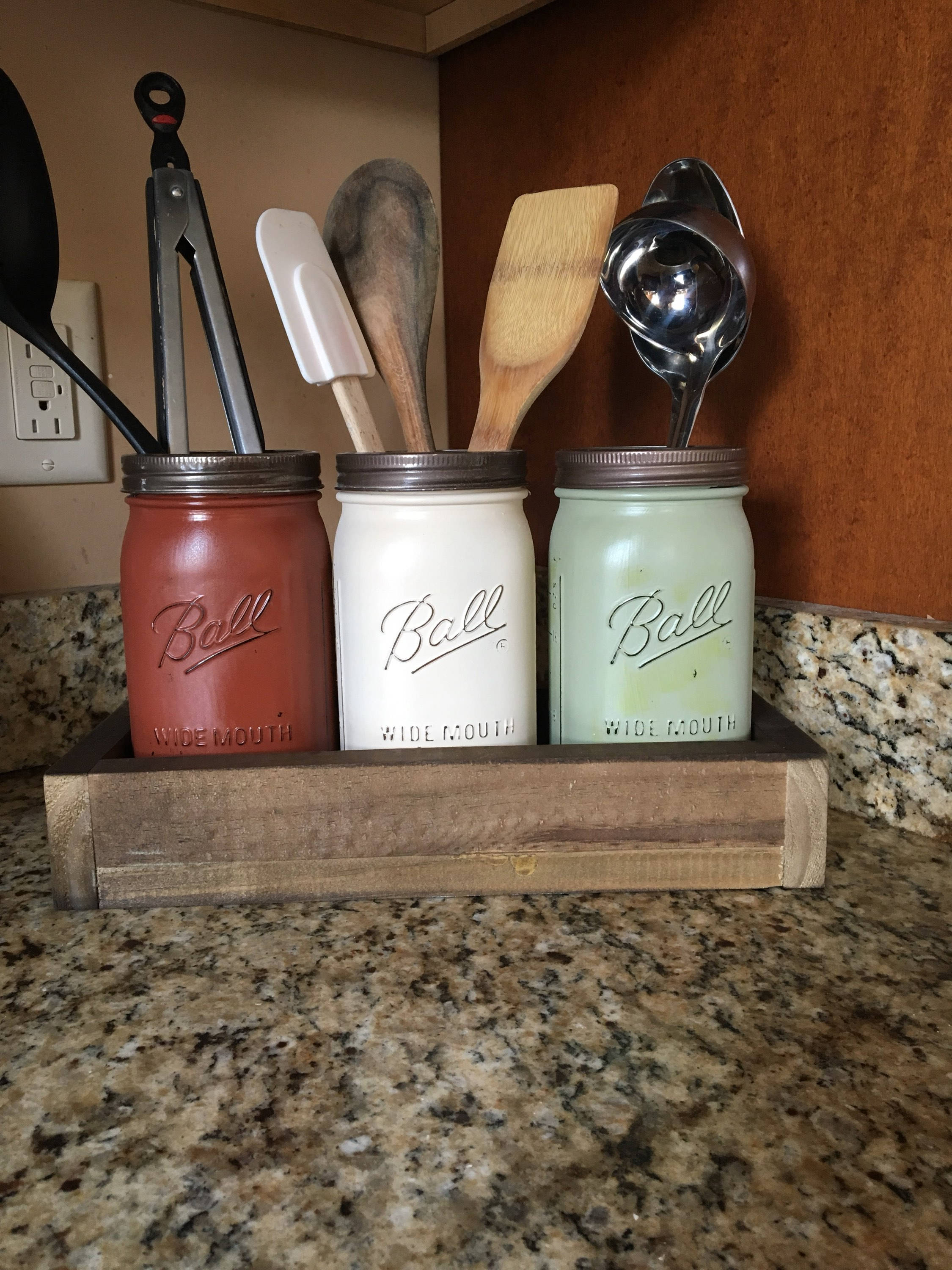 Mason jar utensil holder kitchen utensil storage utensil Etsy