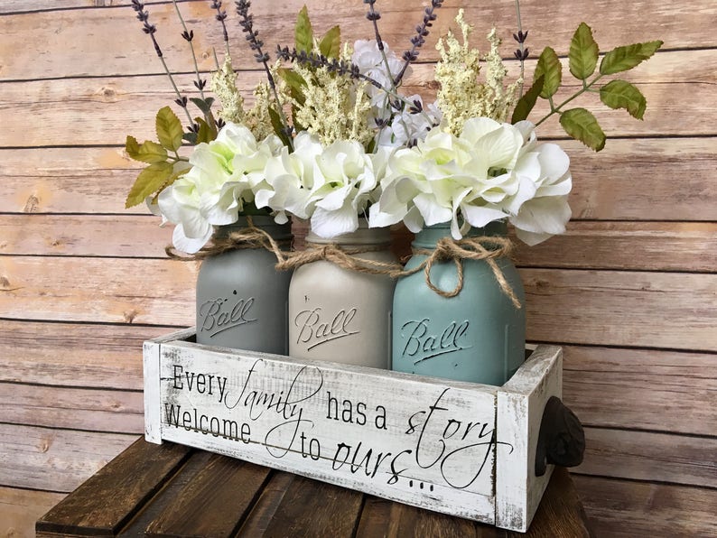 Mason Jar Centerpiece Mason Jar Centerpiece Decor Mason Jar Etsy