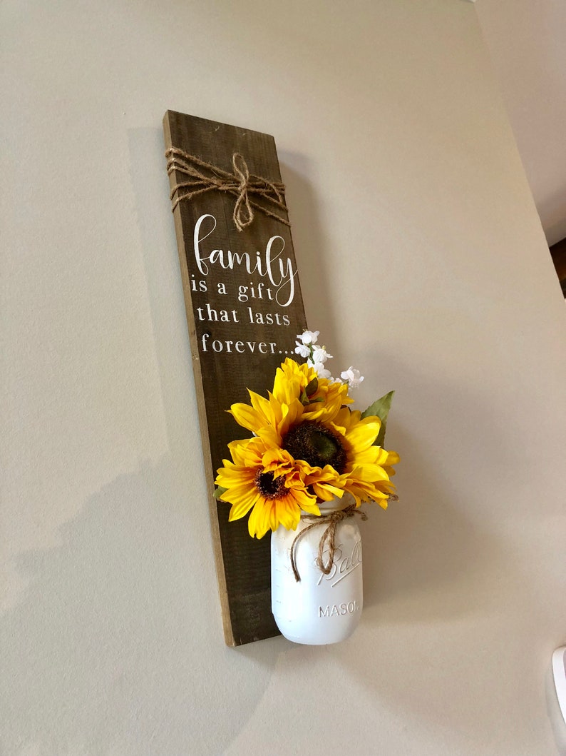 Sunflower Decor Mason Jar Sunflower Sunflower Sconce Etsy