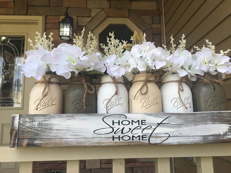 6 Jar Planter Box Mason Jar Centerpiece Farmhouse Decor Etsy