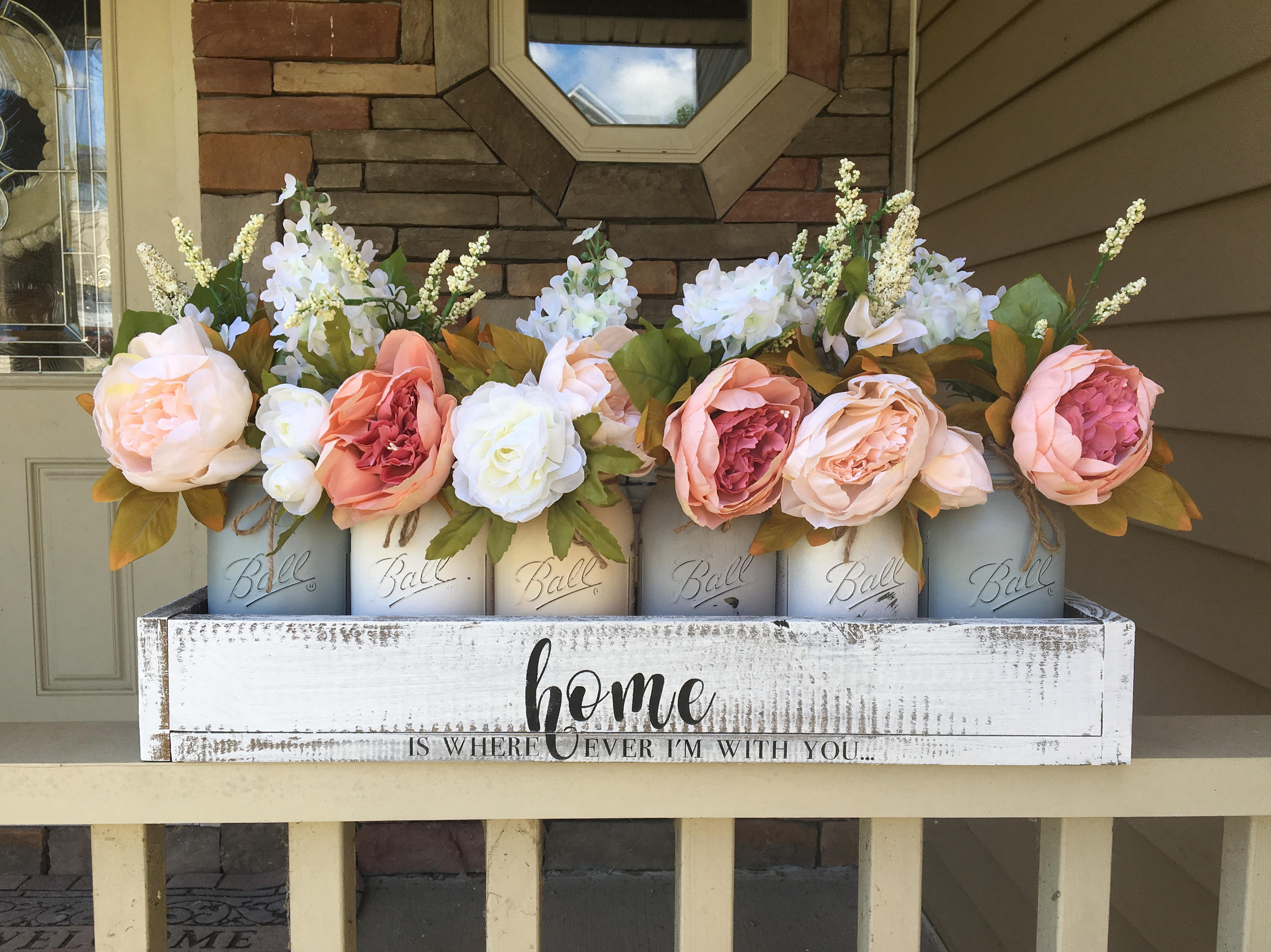 Mason Jar Centerpiece Mason Jar Decor Rustic Mason Jar Etsy