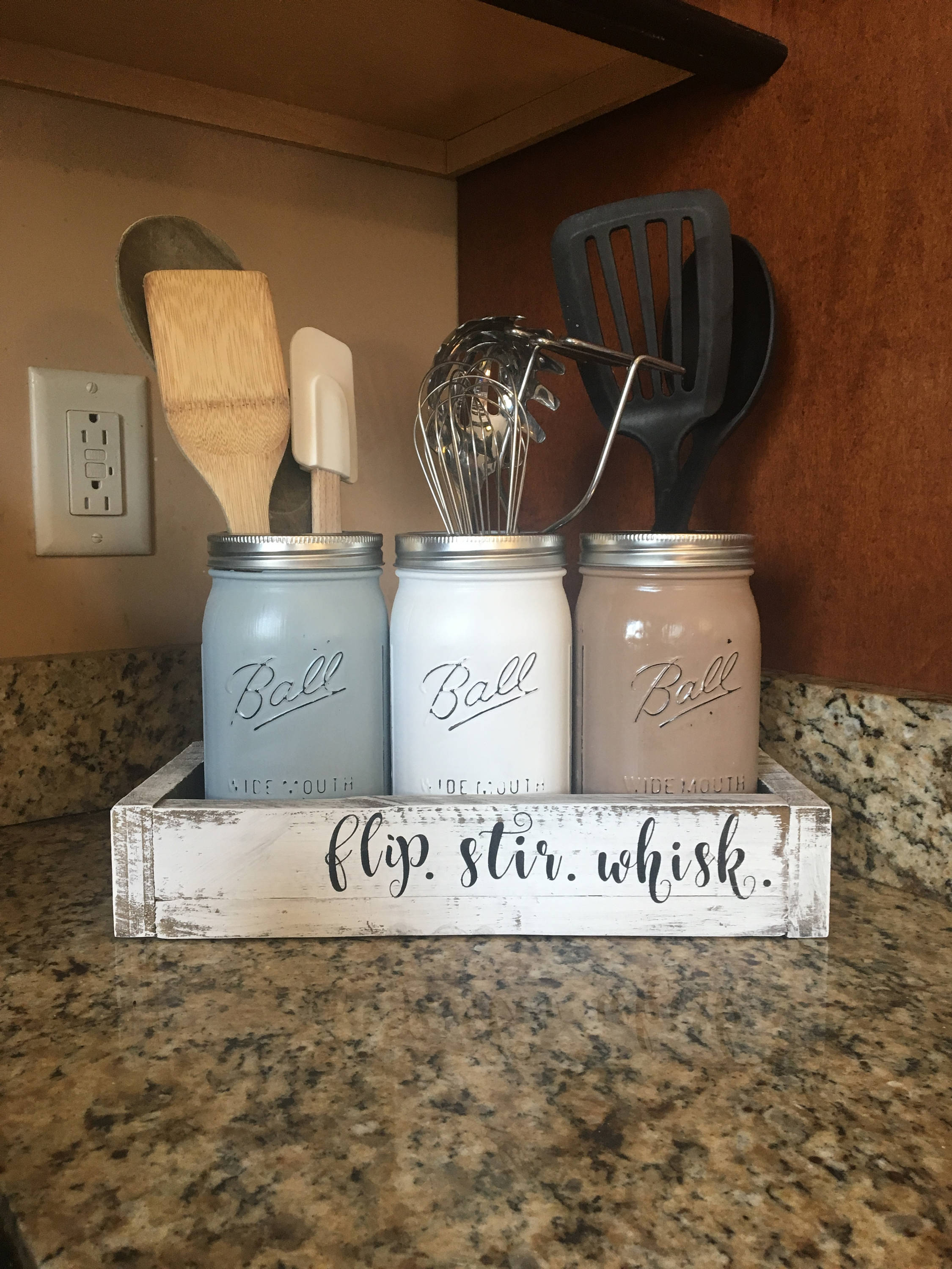 Mason Jar Utensil Holder Utensil Holder Mason Jar Canister Etsy