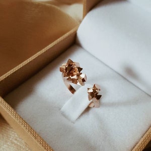 18K Rose Gold Ring, Cubes Ring, Geometric Ring, Triangle Ring, Gold Open Ring, Gold Faceted Ring, Alternative Ring, Gift For Her, Woman Ring image 5