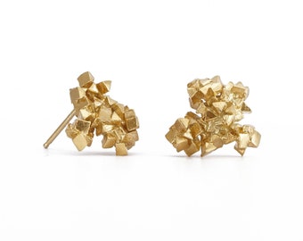 Geometric Gold Stud Earrings | 14ct Gold Geode Earrings | Statement Stud Earrings