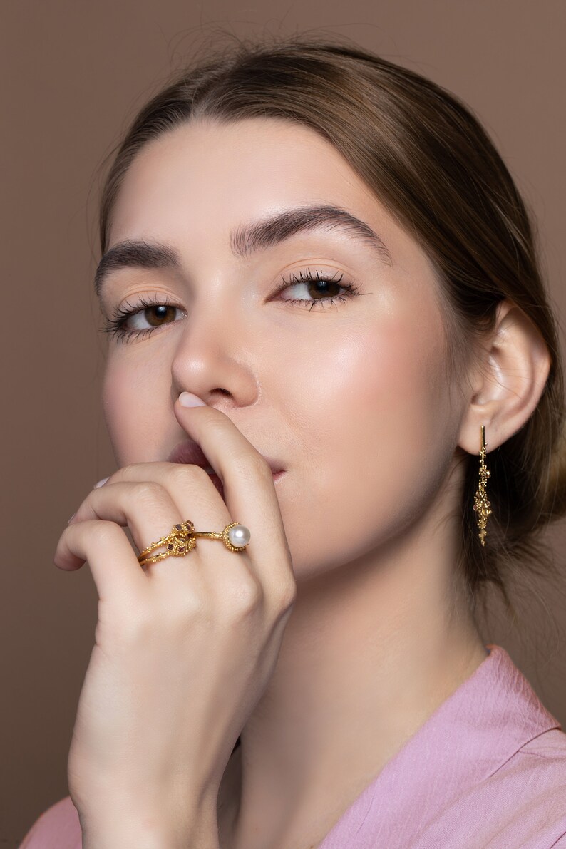 Colorful Sapphire Gold Ring Unique Ring Nature Ring Floral Etsy UK