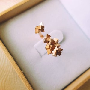 18K Rose Gold Ring, Cubes Ring, Geometric Ring, Triangle Ring, Gold Open Ring, Gold Faceted Ring, Alternative Ring, Gift For Her, Woman Ring image 3