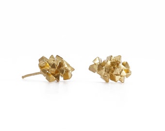 Geometric Gold Stud Earrings | 14ct Gold Geode Earrings | Statement Stud Earrings